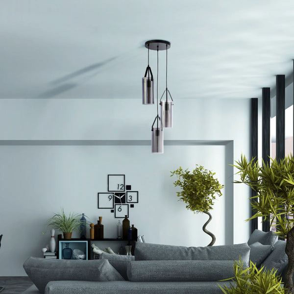 Smoky Glass Chandelier - Linear & Round Variants Adjustable Drop
