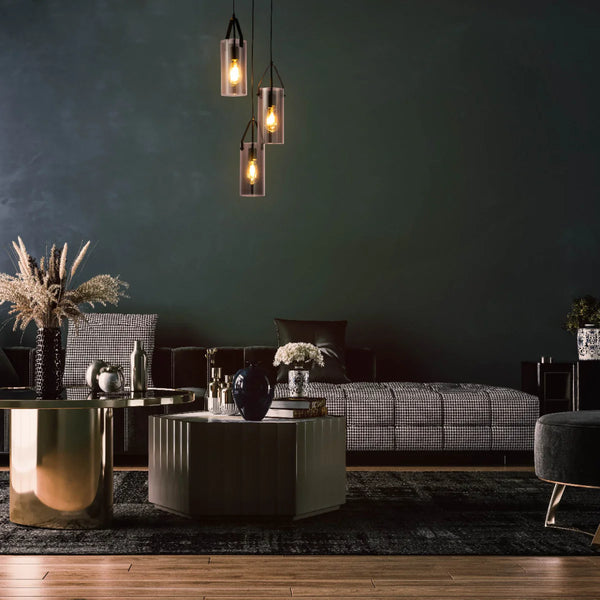 Smoky Glass Chandelier - Linear & Round Variants Adjustable Drop