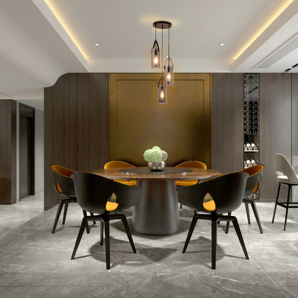 Smoky Glass Chandelier - Linear & Round Variants Adjustable Drop