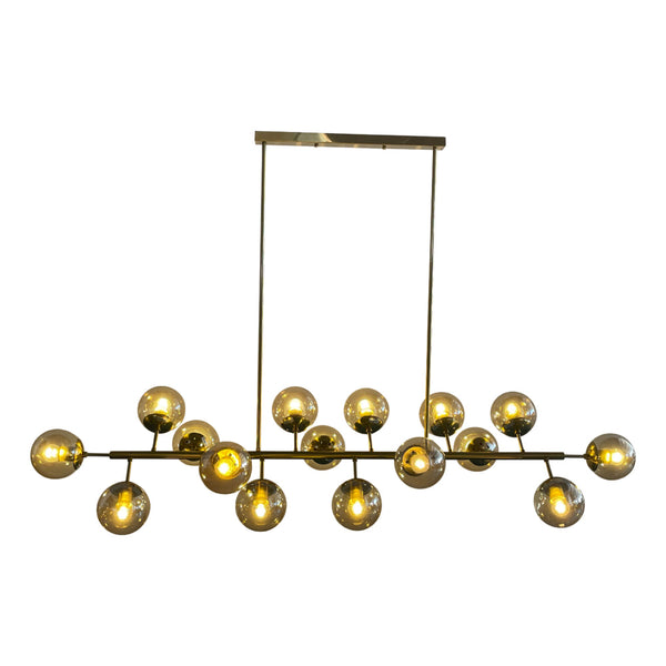 TEKLED
Modern Molecule Style Amber Smoky Opal Glass Globe Gold Black Metal Body Island Chandelier Ceiling Light - Black / Smoky / 8 Globe, 12 Globe or 16 Globe.