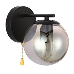 Elegant Globe Wall Light with Pull Down Switch - Smoky Glass