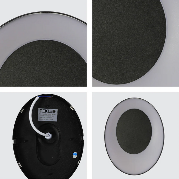 Solar Eclipse Black Plastic Modern LED Outdoor Wall Light 15W Warm White