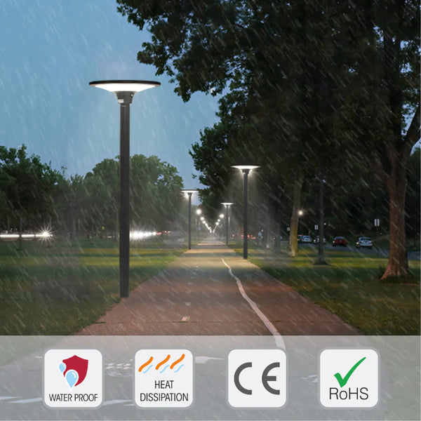 TEKLED Solar LED Post-Top Area Light 20W 4000K - Black