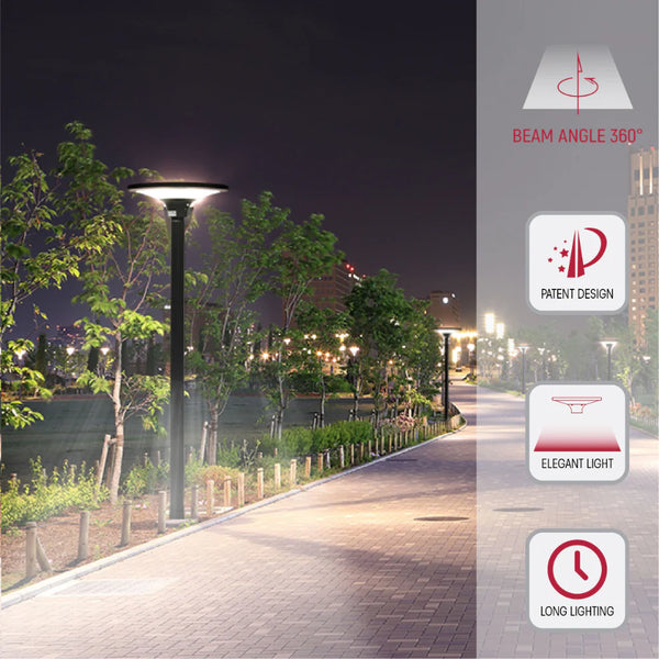 TEKLED Solar LED Post-Top Area Light 20W 4000K - Black