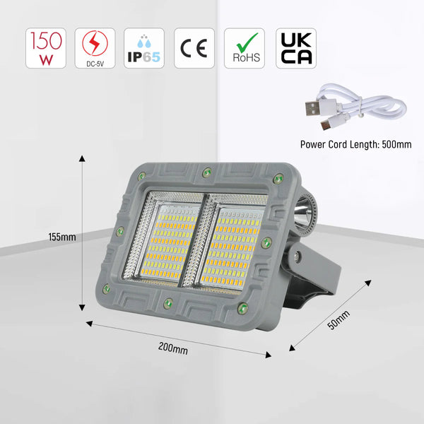 Solar Rechargeable Emergency Floodlight 5 in 1