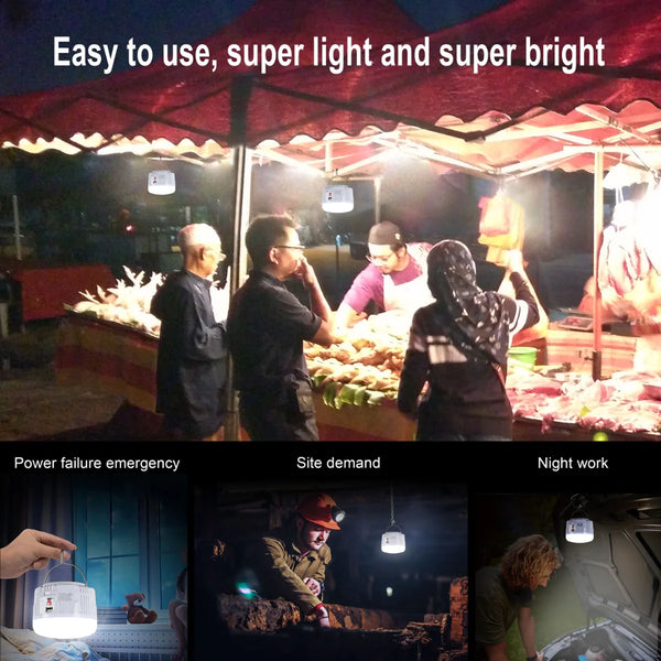 Solar Rechargeable Emergency Light Bulb Lantern Cool Daylight