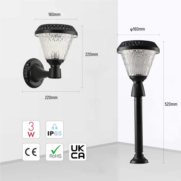 Solar Wall Light Pier Mount Light Bollard Light 3 in 1