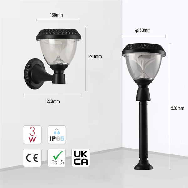 Solar Wall Light Pier Mount Light Bollard Light 3 in 1