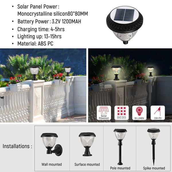 Solar Wall Light Pier Mount Light Bollard Light 3 in 1