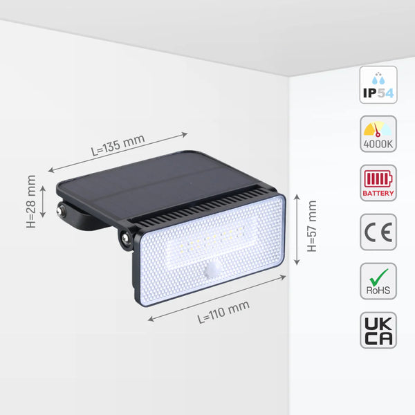 Solar-Powered LED Security Wall Light with PIR Sensor