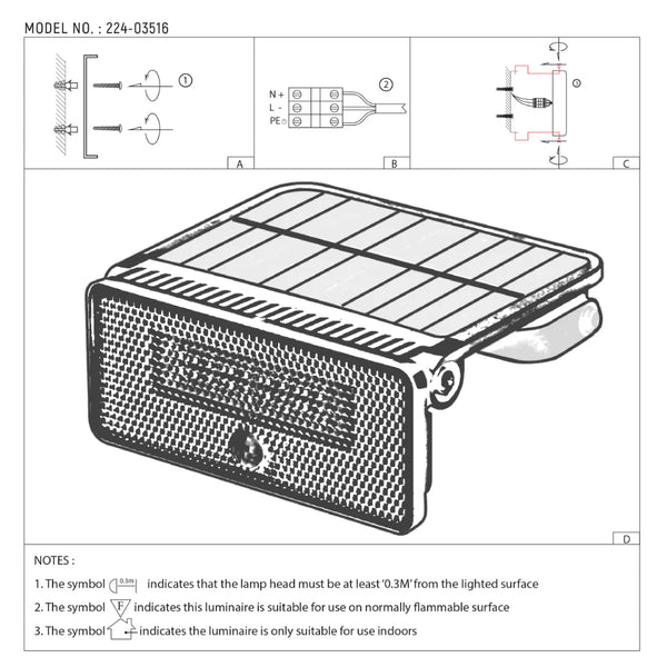 Solar-Powered LED Security Wall Light with PIR Sensor