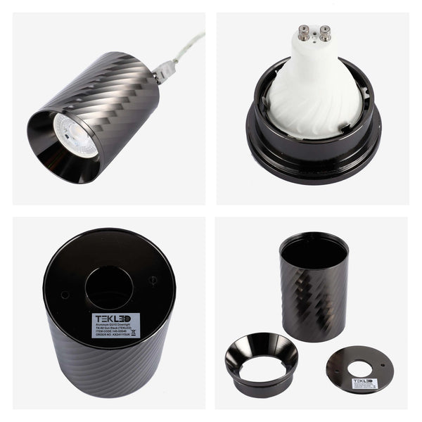 Spiral Textured Recessed Downlight - GU10, Dimmable, Aluminium