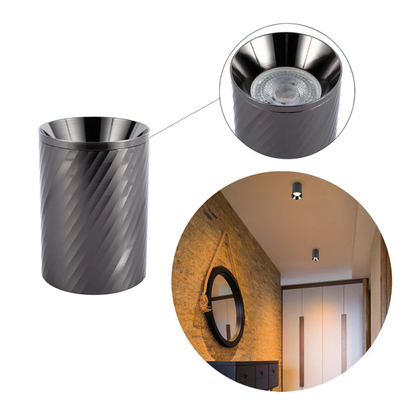 Spiral Textured Recessed Downlight - GU10, Dimmable, Aluminium