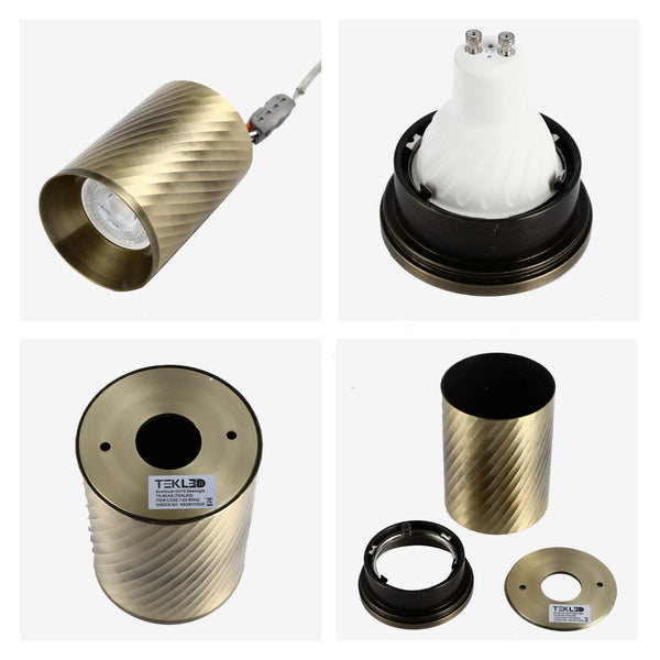 Spiral Textured Recessed Downlight - GU10, Dimmable, Aluminium