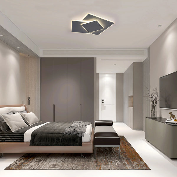 Staggered Trio Square LED Ceiling Light, CCT Tunable with Remote, 72W, Flush Mount