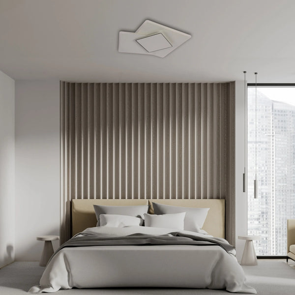 Staggered Trio Square LED Ceiling Light, CCT Tunable with Remote, 72W, Flush Mount
