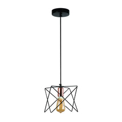 Star Cage Pendant Light with Rose Gold Accent and Black Metal Frame