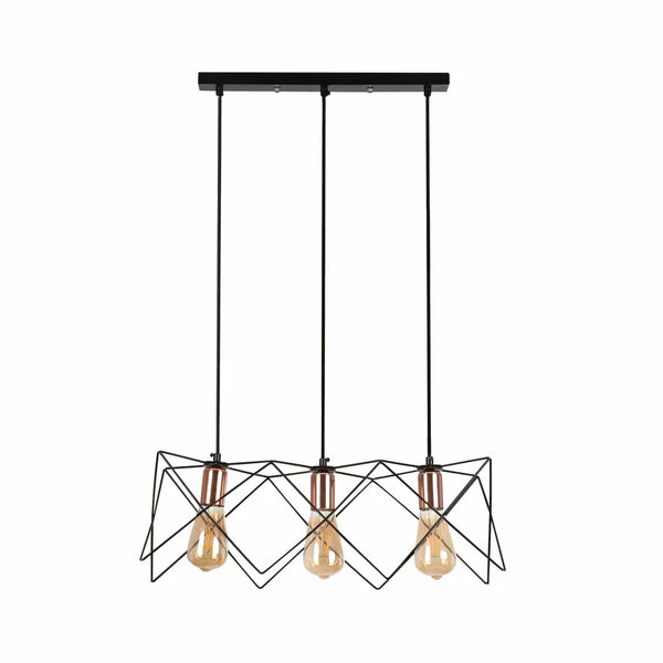 Star Cage Pendant Light with Rose Gold Accent and Black Metal Frame