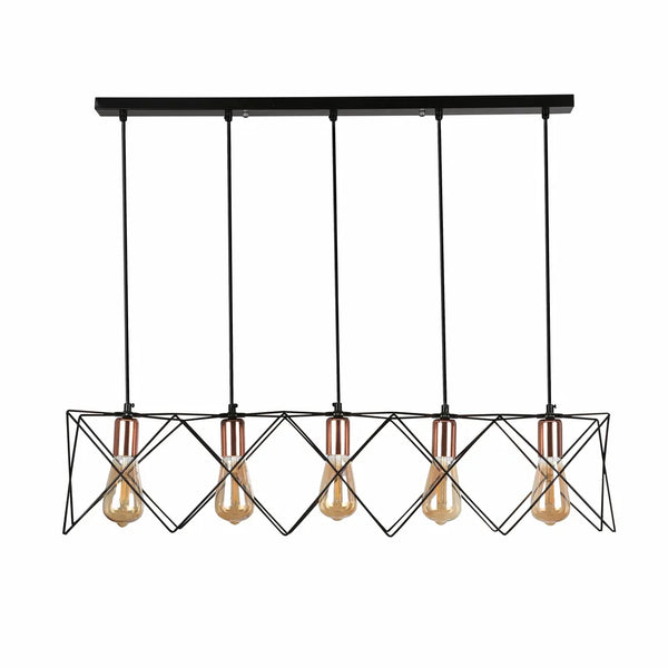Star Cage Pendant Light with Rose Gold Accent and Black Metal Frame