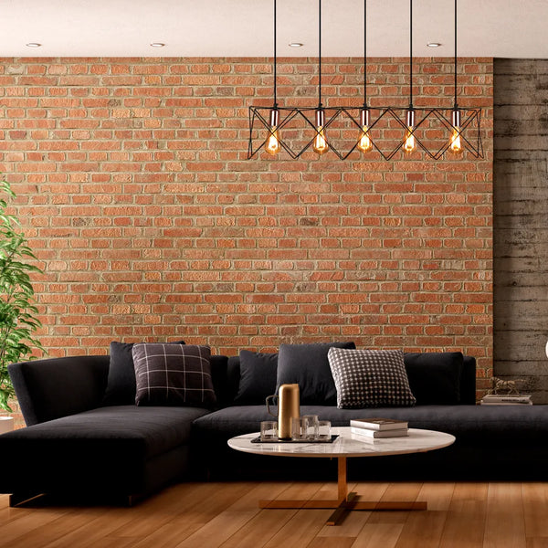 Star Cage Pendant Light with Rose Gold Accent and Black Metal Frame