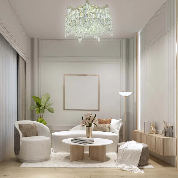Star Crystal Flush Chandelier Ceiling Light