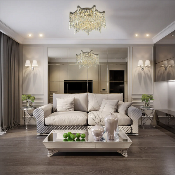 Star Crystal Flush Chandelier Ceiling Light
