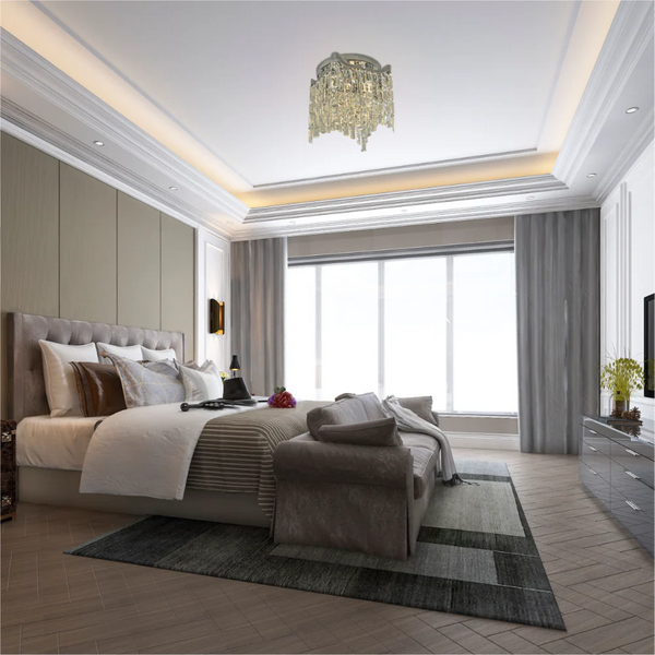 Star Crystal Flush Chandelier Ceiling Light