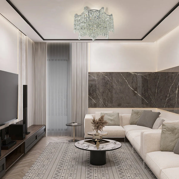 Star Crystal Flush Chandelier Ceiling Light