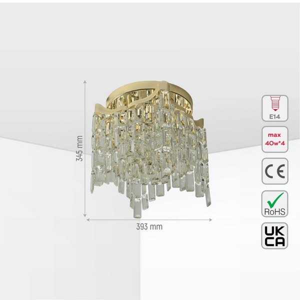 Star Crystal Flush Chandelier Ceiling Light