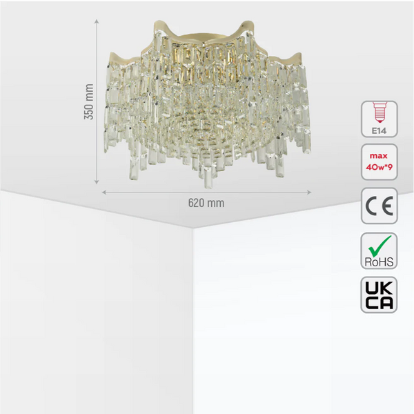 Star Crystal Flush Chandelier Ceiling Light