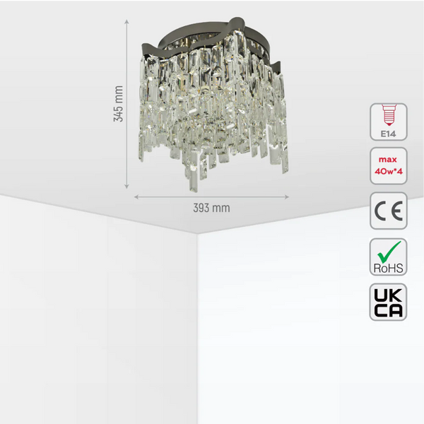 Star Crystal Flush Chandelier Ceiling Light