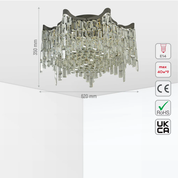 Star Crystal Flush Chandelier Ceiling Light