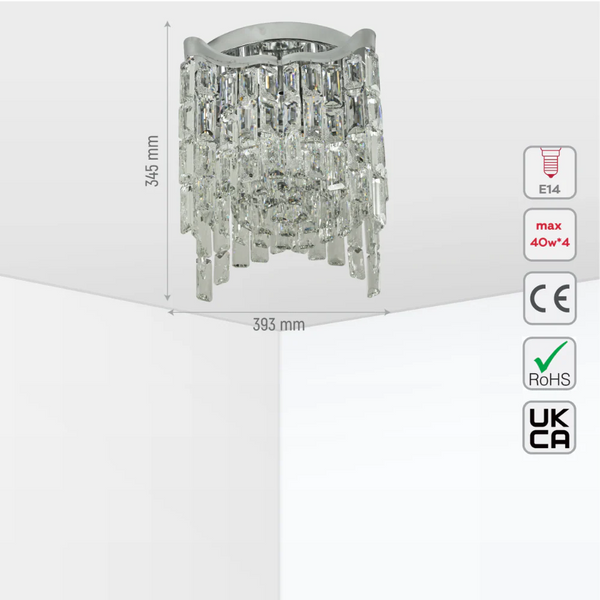 Star Crystal Flush Chandelier Ceiling Light