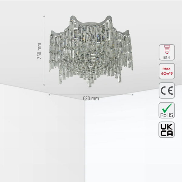 Star Crystal Flush Chandelier Ceiling Light
