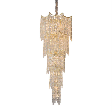 Star Crystal Staircase Chandelier Ceiling Light Gold