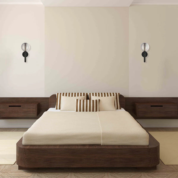 Minimal Striped Reeded Clear-Opal Globe Wall Light