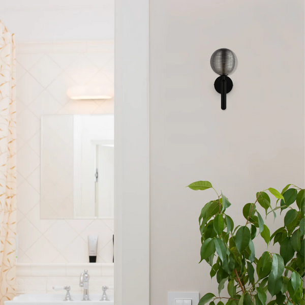 Minimal Striped Reeded Clear-Opal Globe Wall Light