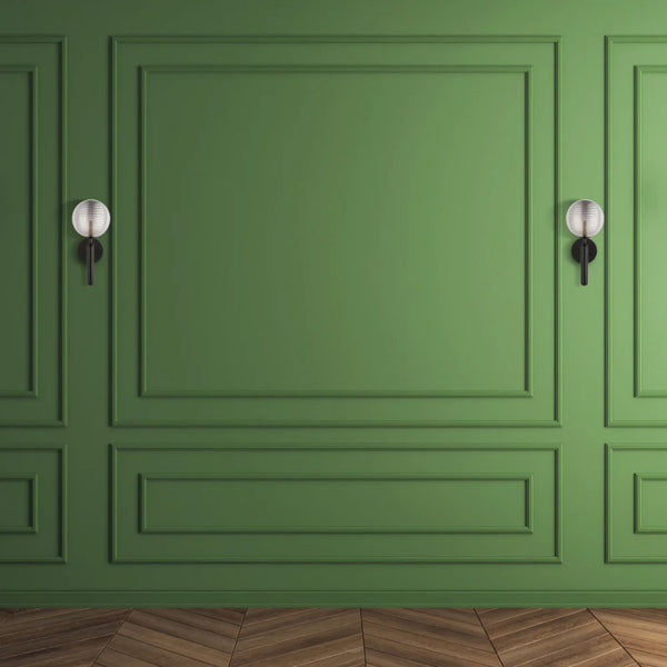 Minimal Striped Reeded Clear-Opal Globe Wall Light