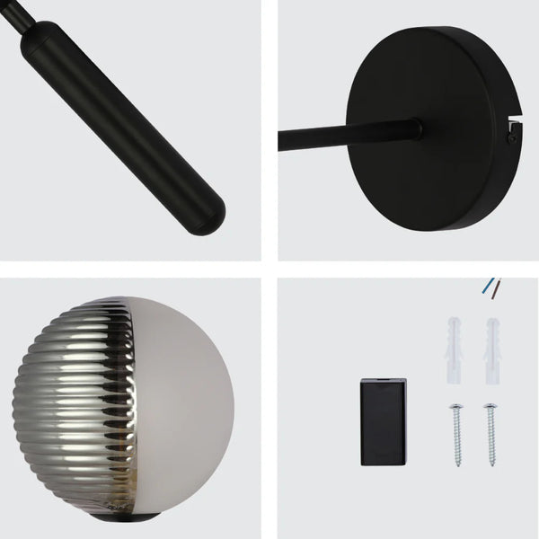 Minimal Striped Reeded Clear-Opal Globe Wall Light