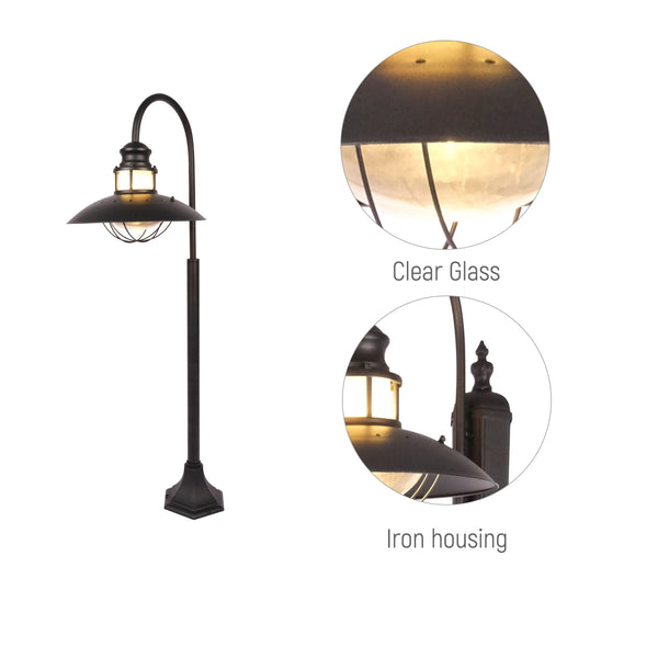 Cottage Style Sunflower Bollard Lawn Lamp Matt Black Clear Glass E27 120cm