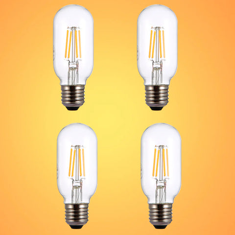 LED Filament T45 T30 Tubular Bulb E27 Edison Screw 4W Pack of 4 Warm White