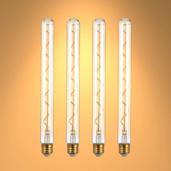 LED Filament T45 T30 Tubular Bulb E27 Edison Screw 4W Pack of 4 Warm White