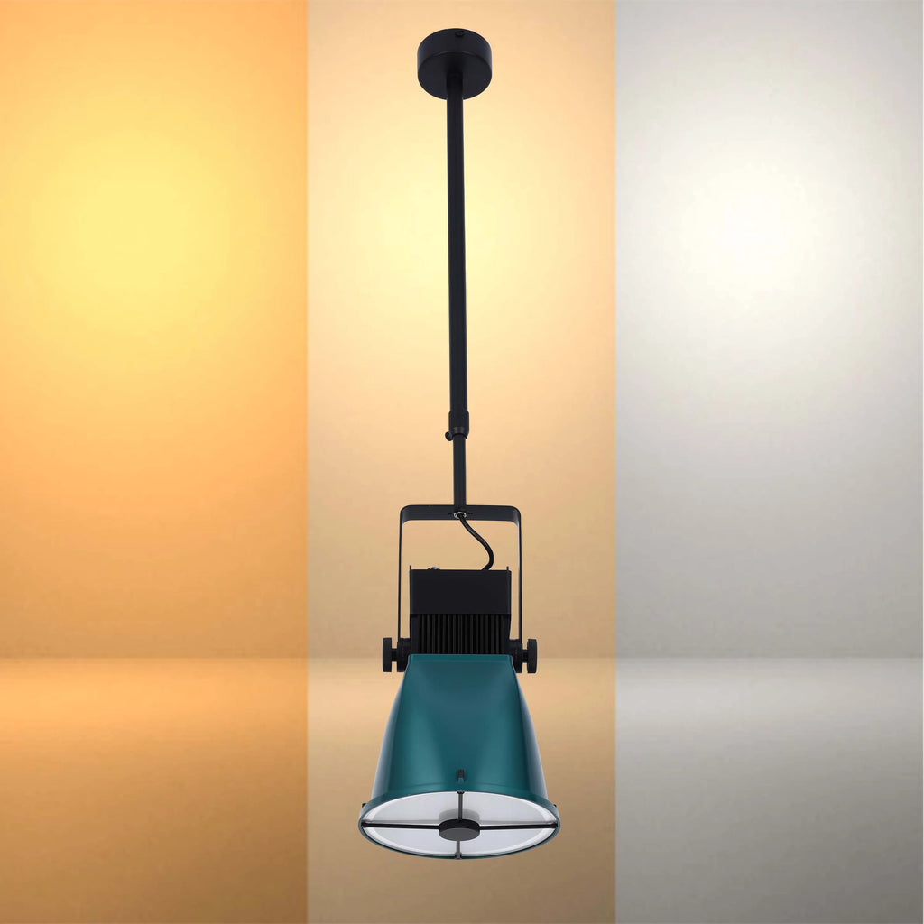Teal Green Adjustable Spotlight Pendant Light with Cross Design and Remote Control