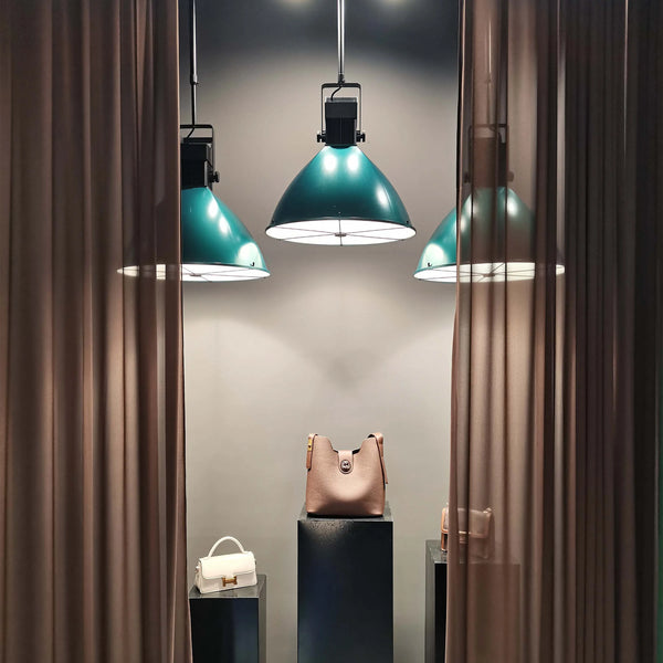 Teal Green Adjustable Spotlight Pendant Light with Cross Design and Remote Control