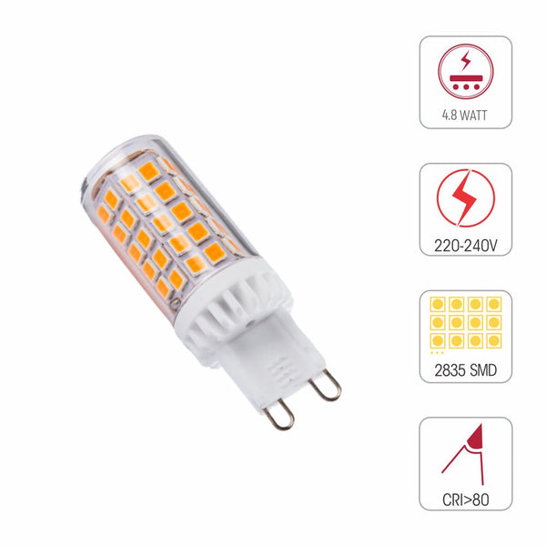 LED Capsule Bulb G9 Snap Fix 4.8W 500lm Pack of 10
