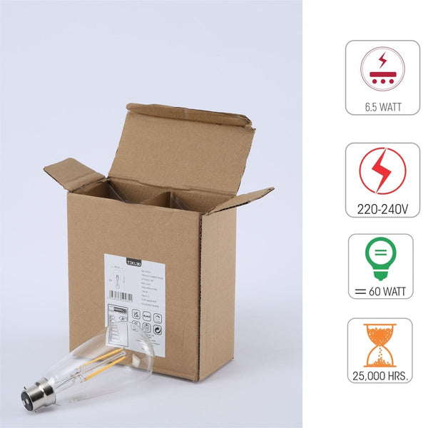 LED Dimmable Filament ST64 Edison Bulb B22 Bayonet Cap 6.5W Pack of 2