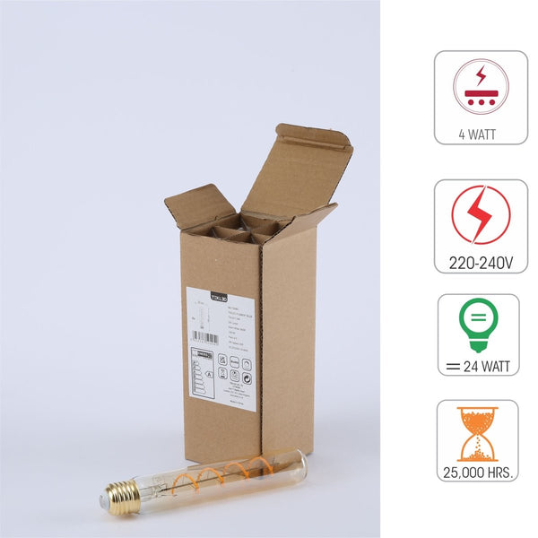 LED Dimmable Filament T45 T30 Tubular Bulb E27 Edison Screw 4W Pack of 4 Warm White