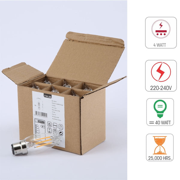LED Filament C35 Candle Bulb B22 Bayonet Cap 4W
