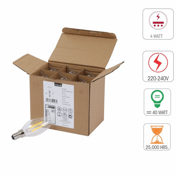 LED Filament C35 Candle Bulb E14 Small Edison Screw 4W