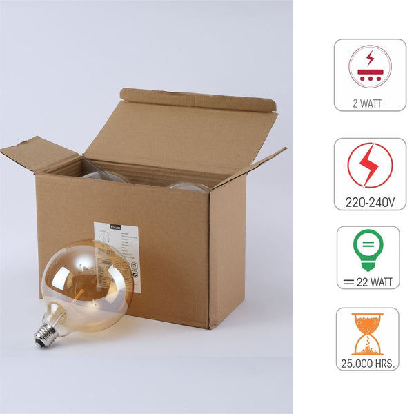 LED Filament Globe Bulb E27 Edison Screw Warm White 2400K